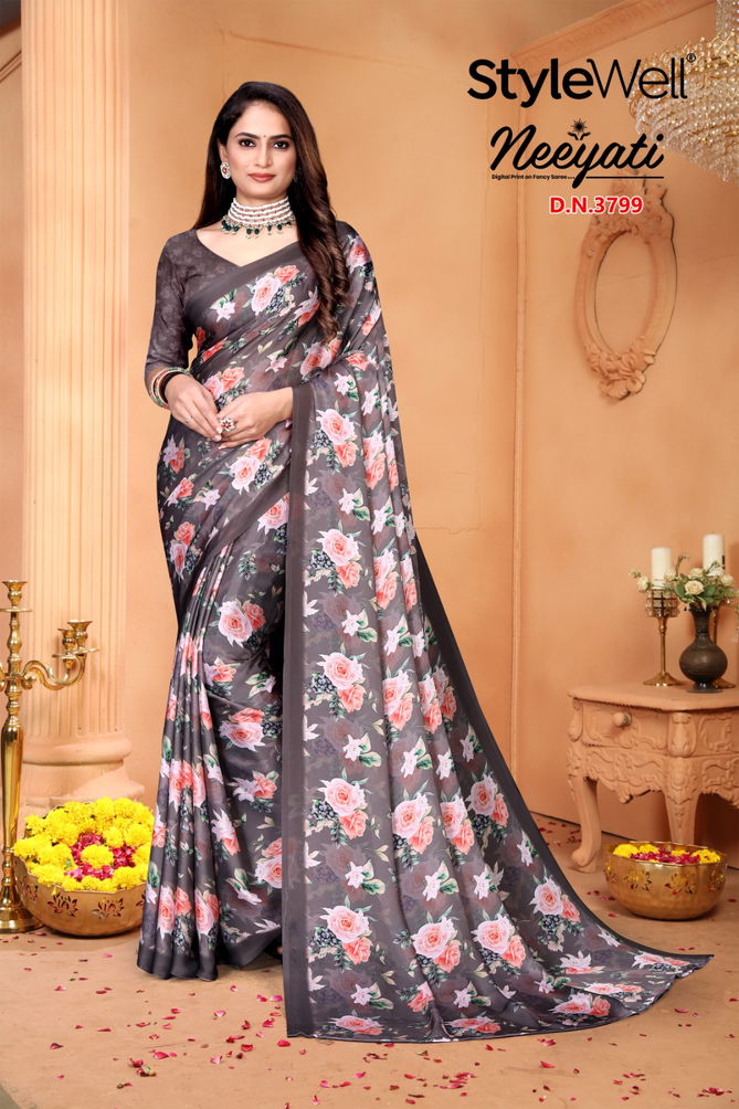 Neeyati By Stylewell Satin Georgette Designer Sarees Wholesale In India